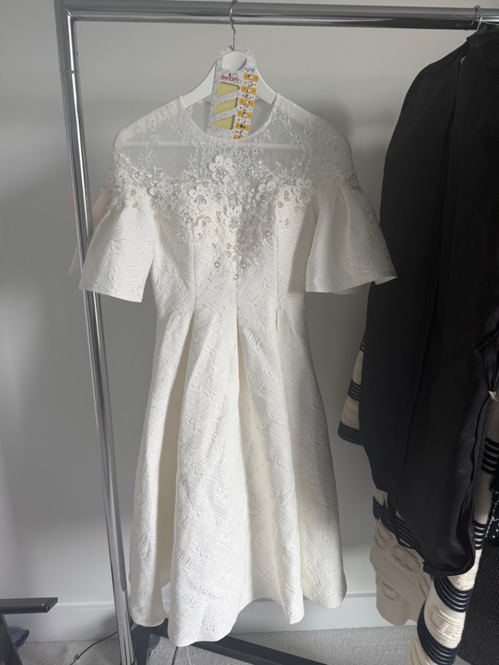 Ivory Floral Appliqué Fit & Flare Dress
